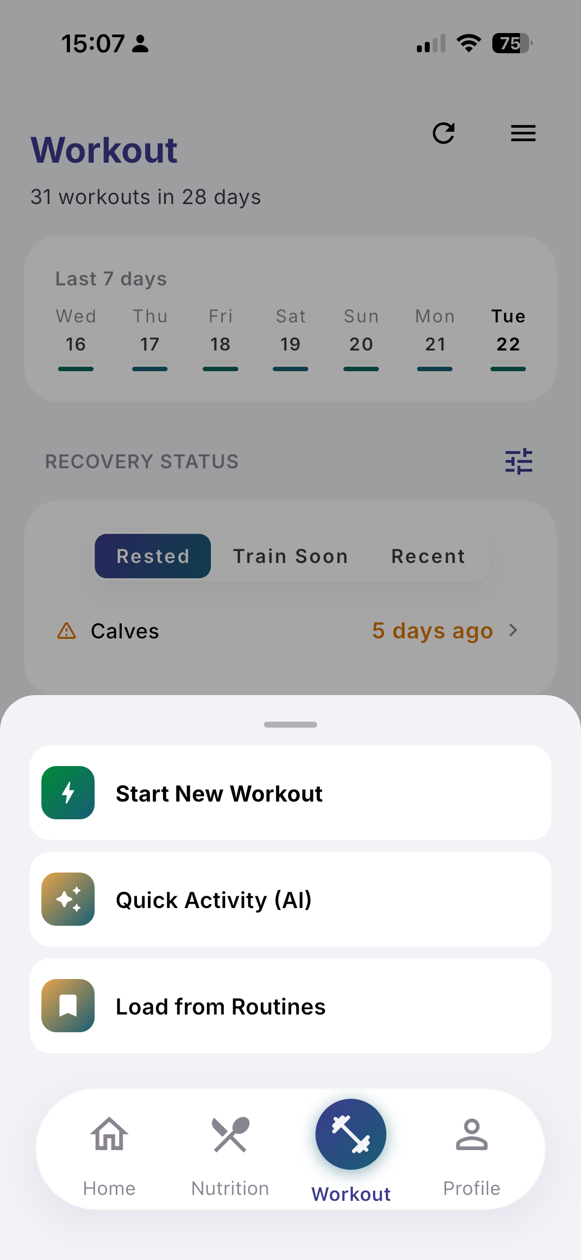 Repeating a past workout