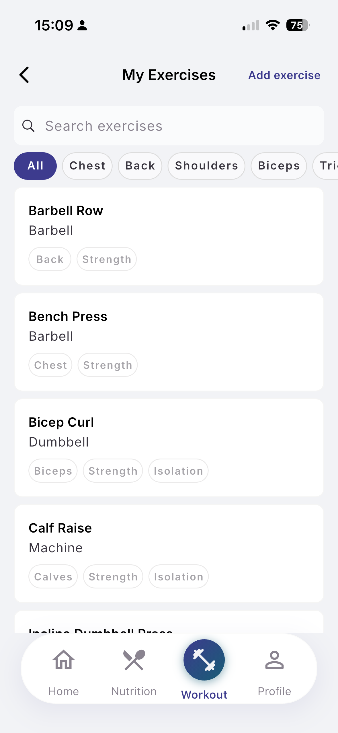 Your personal exercise catalog